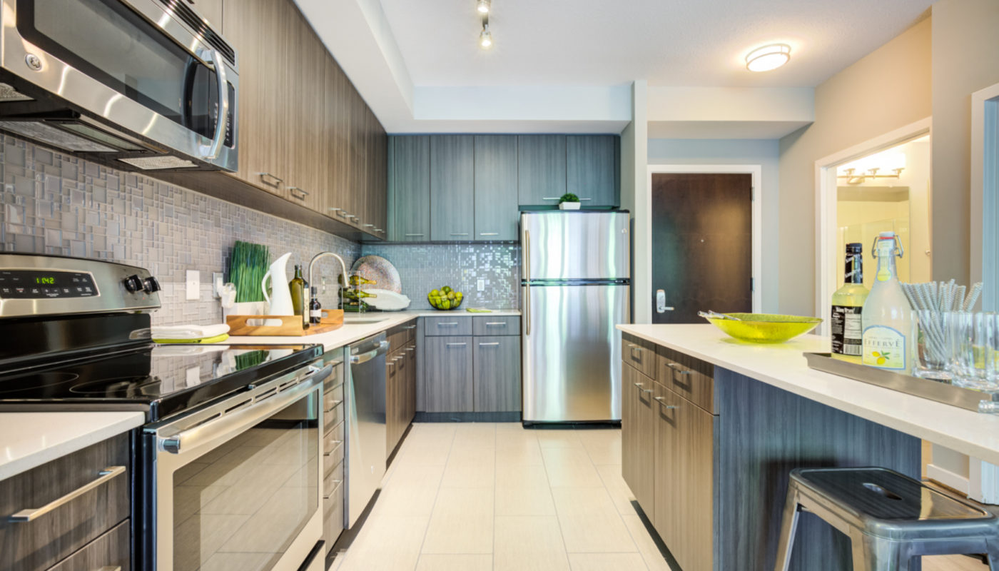 kitchen with stainless steel appliances tellus apartments arlington VA