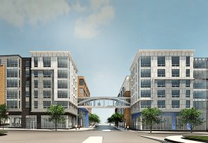 rendering of commercial development located near j malden center - jefferson apartment group