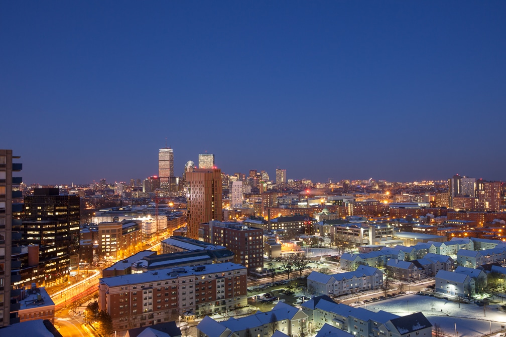 Dusk view of Boston skyline - jefferson apartment group