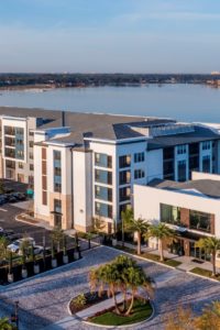 aerial exterior of building and lake view -orlando fl apartments