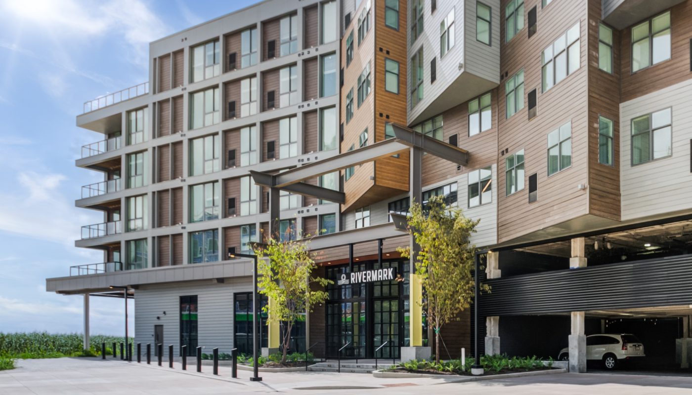 building entrance exterior Rivermark Northern Liberties luxury apartments Philadelphia PA