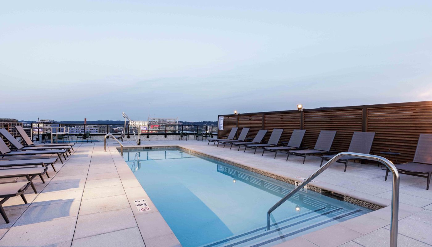 rooftop pool J Coopers Row SW DC luxury apartments Nationals Park