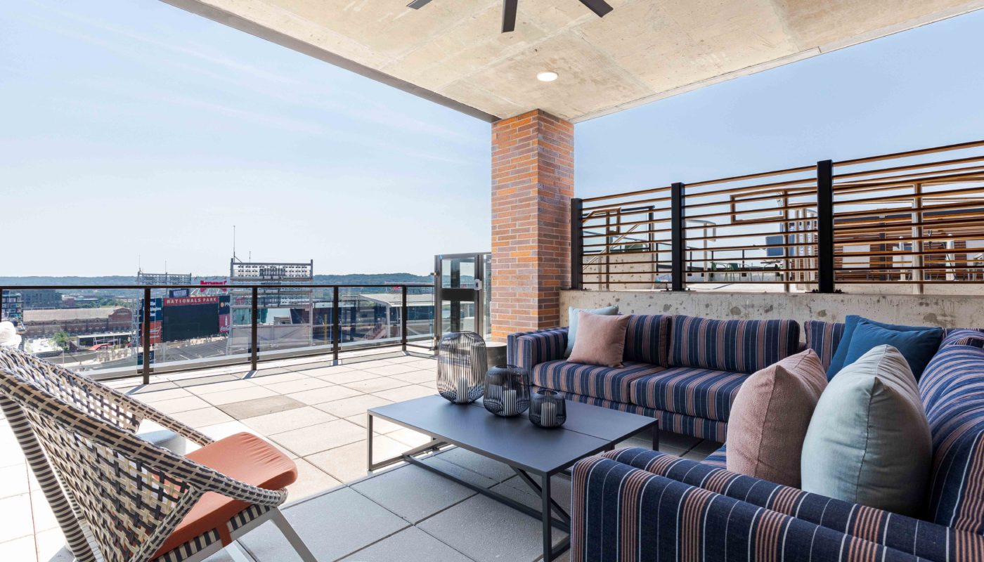 rooftop outdoor lounge area J Coopers Row luxury sw dc apartments ballpark