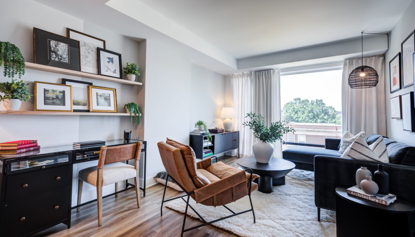 living room chairs and tables J Coopers Row luxury sw dc apartments ballpark