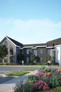 exterior rendering of 2 story apartment buildings