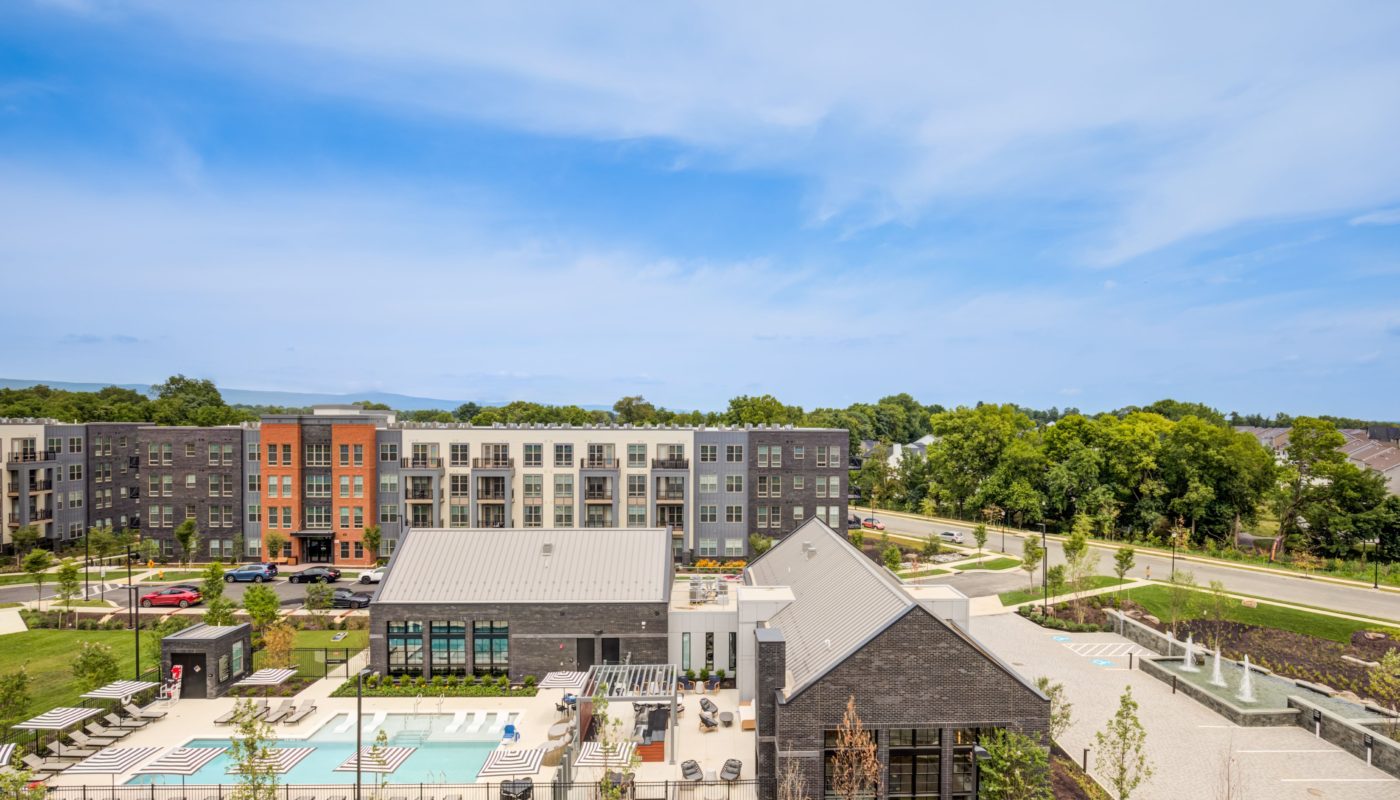 building and clubhouse exterior EDE luxury apartments Frederick MD