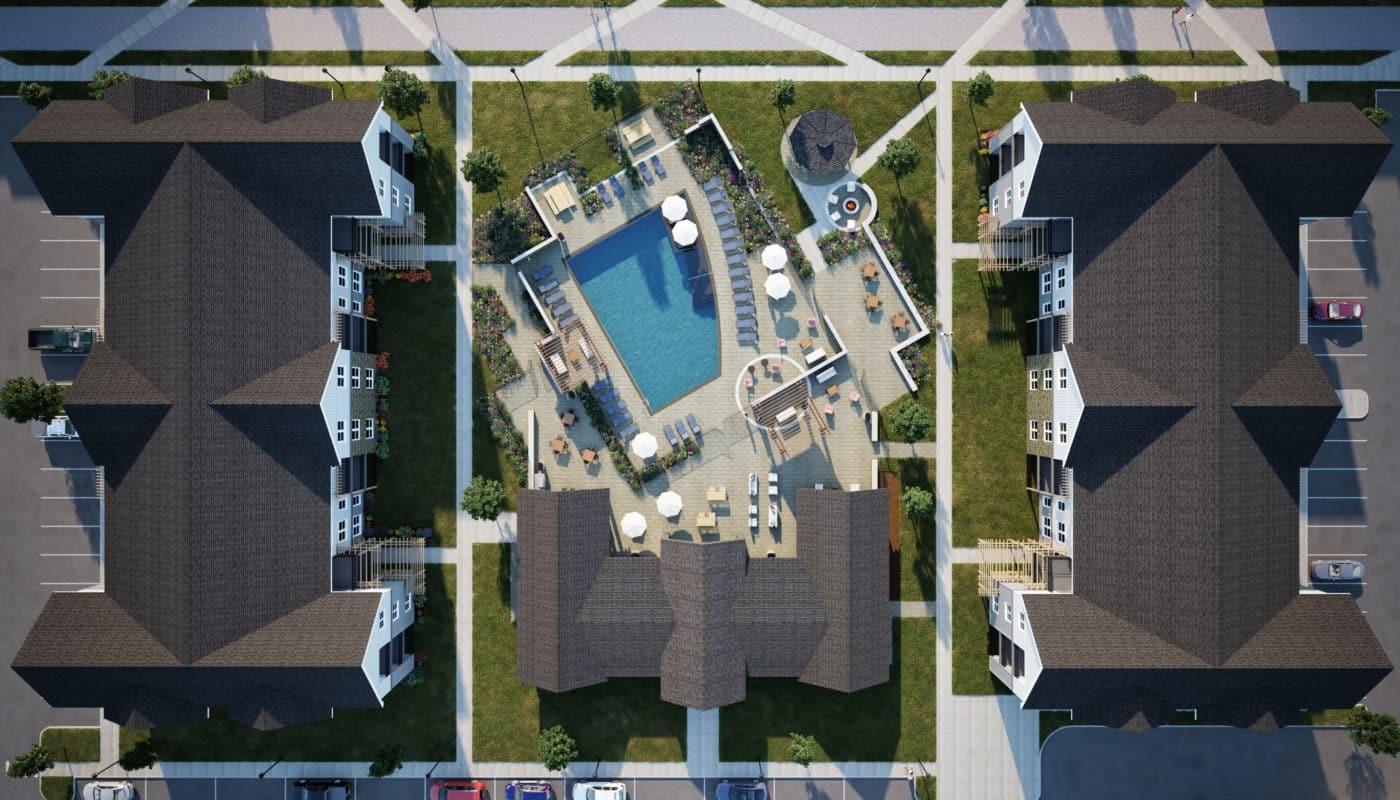 aerial of pool - JAG Management Company