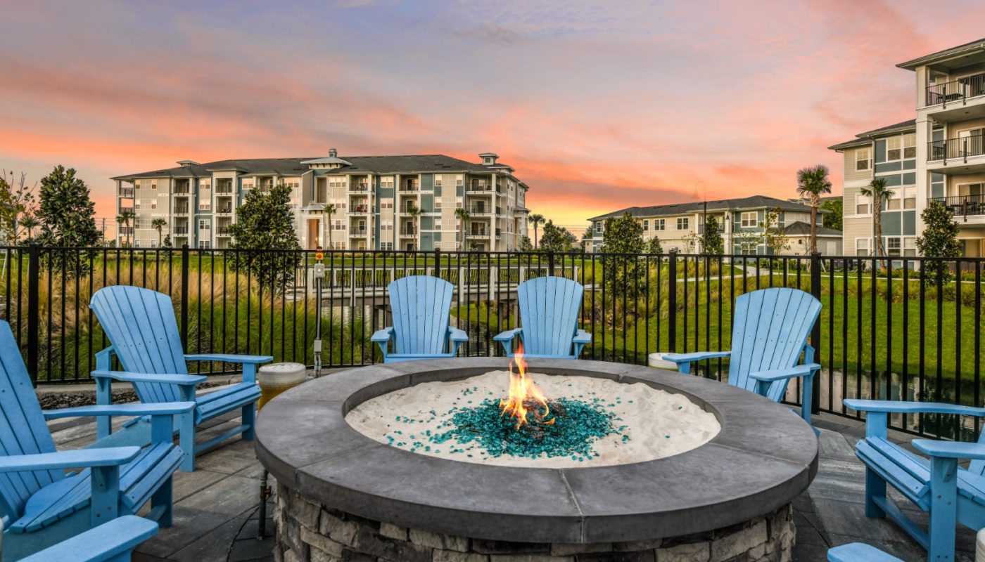 outdoor fire pit Pinnacle NoMa luxury apartments in DC
