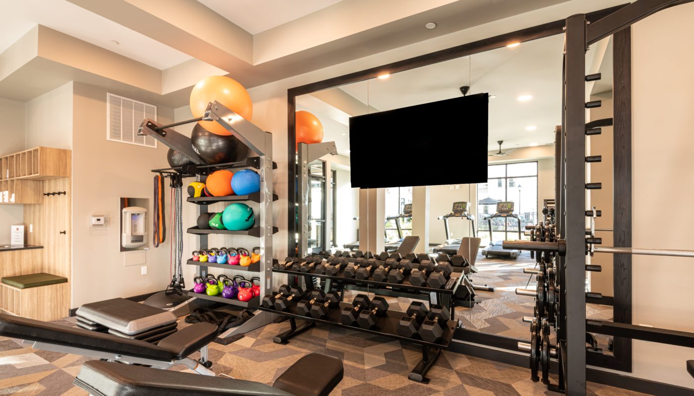 Reserve at Patterson Place Fitness Center with Weights and TV