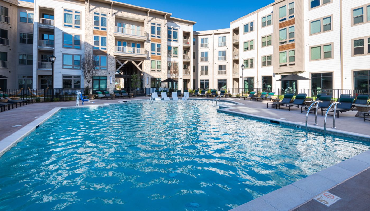 Reserve at Patterson Place Pool Area with Sunshelf Seating